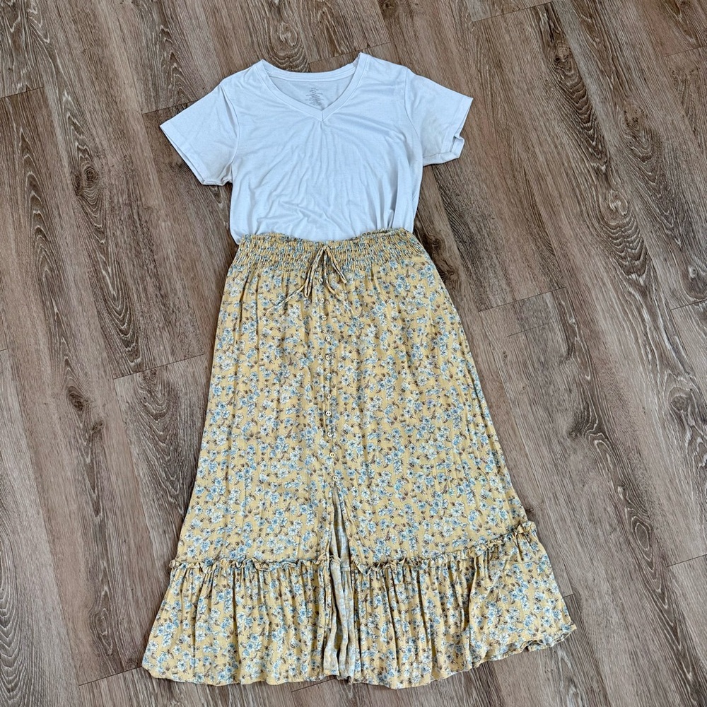 Floral Maxi Skirt in Yellow